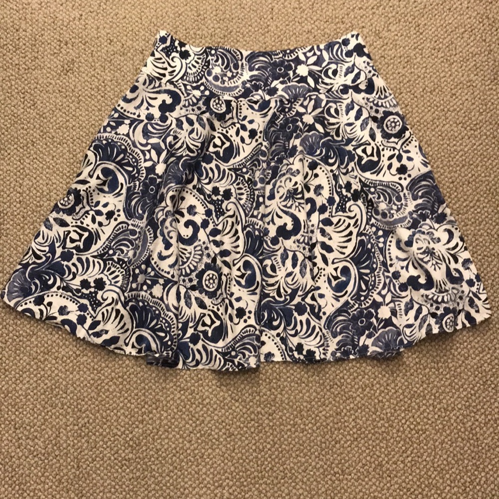 Ralph Lauren Blue and White Paisley Skirt